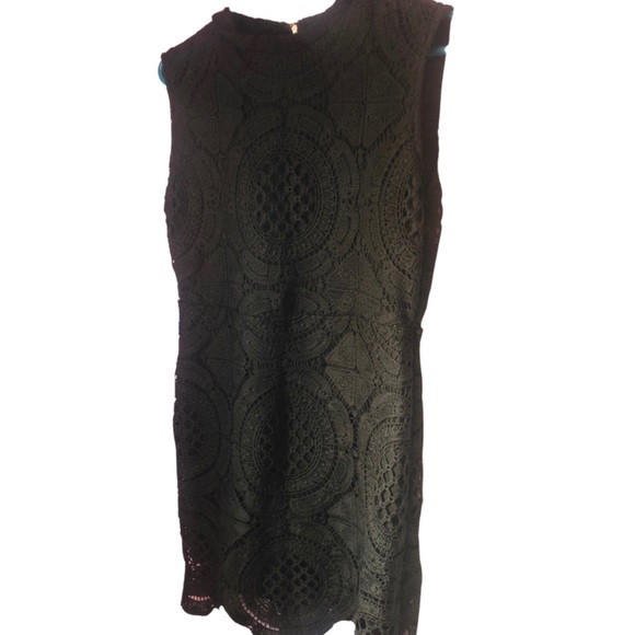 Shinestar Dresses & Skirts - Shinestar Black lace crochet casual dress with silver zipper XL